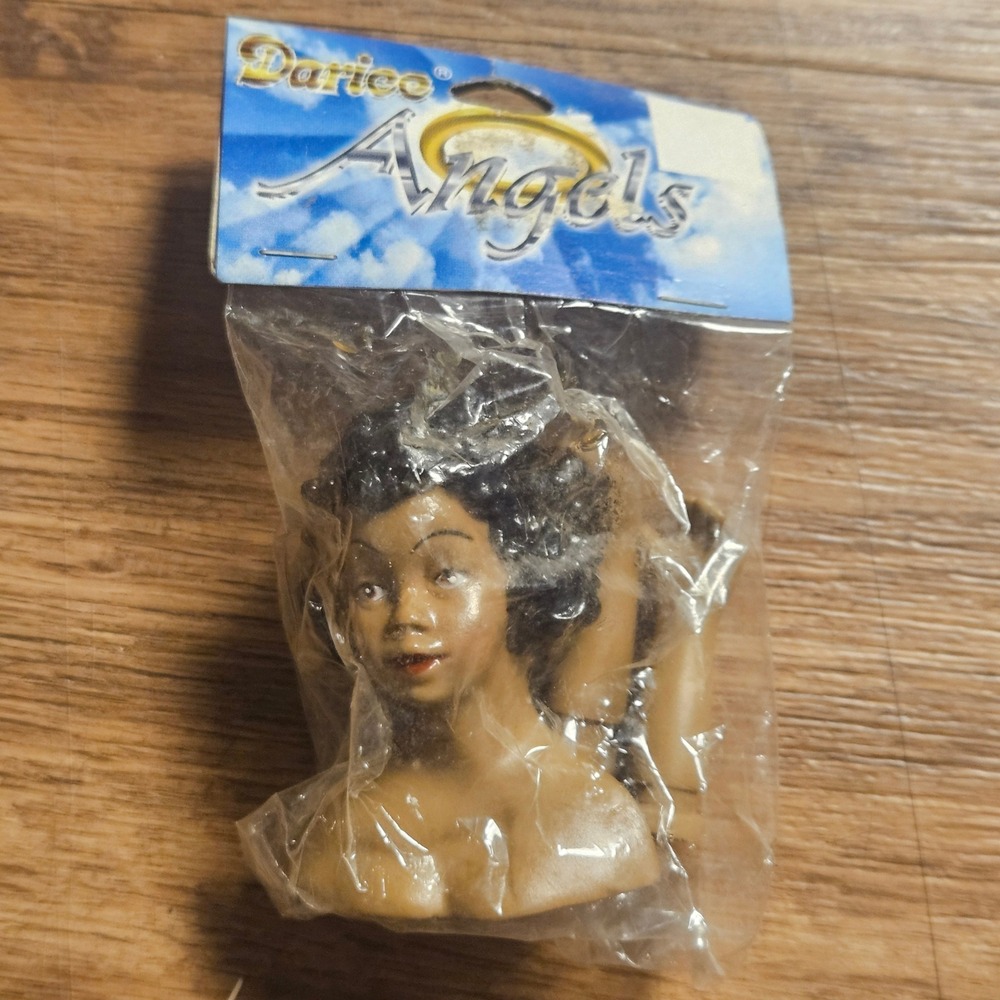 Darice‎ Angels African American Doll Head & Hands 2.5" #1233-43 Vintage 1990s